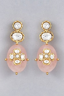 Gold Finish Semi-Precious Stone Dangler Earrings