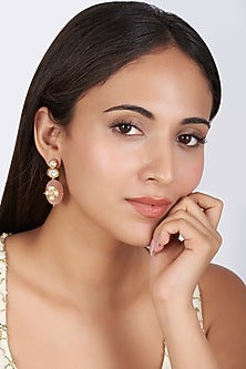 Gold Finish Semi-Precious Stone Dangler Earrings