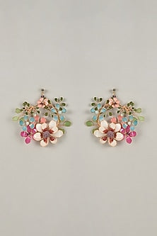 Multi-Colored Handcrafted Enameled Floral Dangler Earrings
