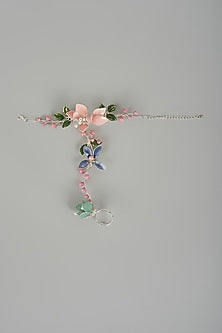 Gold Finish Multi-Colored Enameled Handcrafted Adjustable Floral Hand Harness