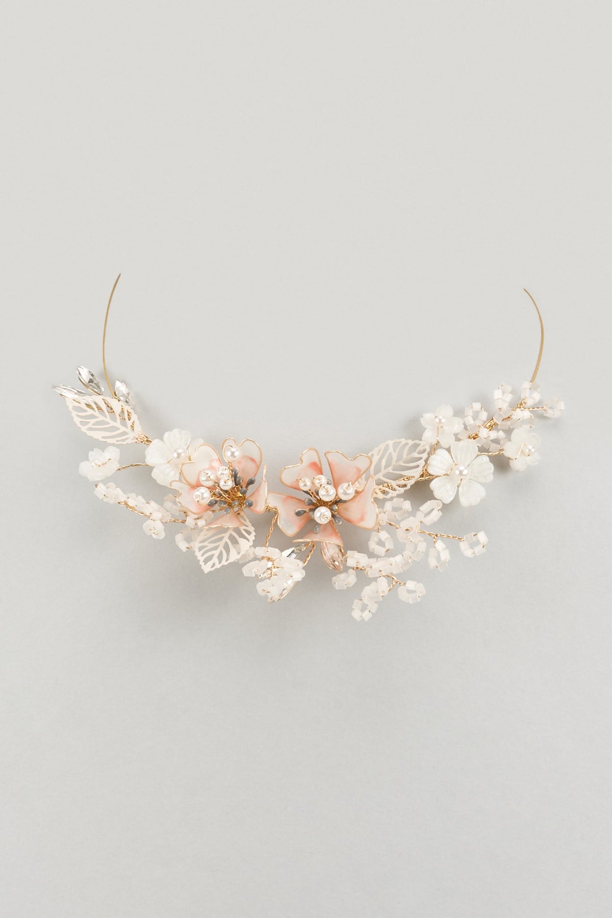 Gold Finish White Enameled Handcrafted Adjustable Floral Choker Necklace