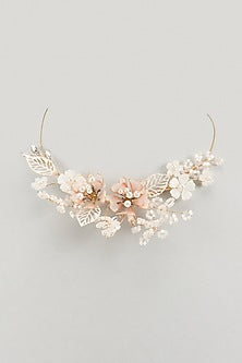 Gold Finish White Enameled Handcrafted Adjustable Floral Choker Necklace