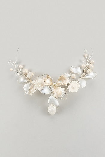 Gold Finish White Enameled Handcrafted Adjustable Floral Choker Necklace