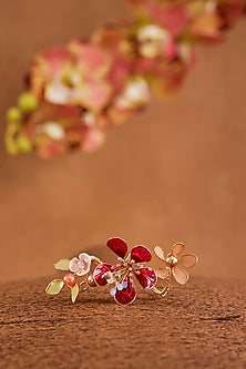 Pink Enameled Floral Ring