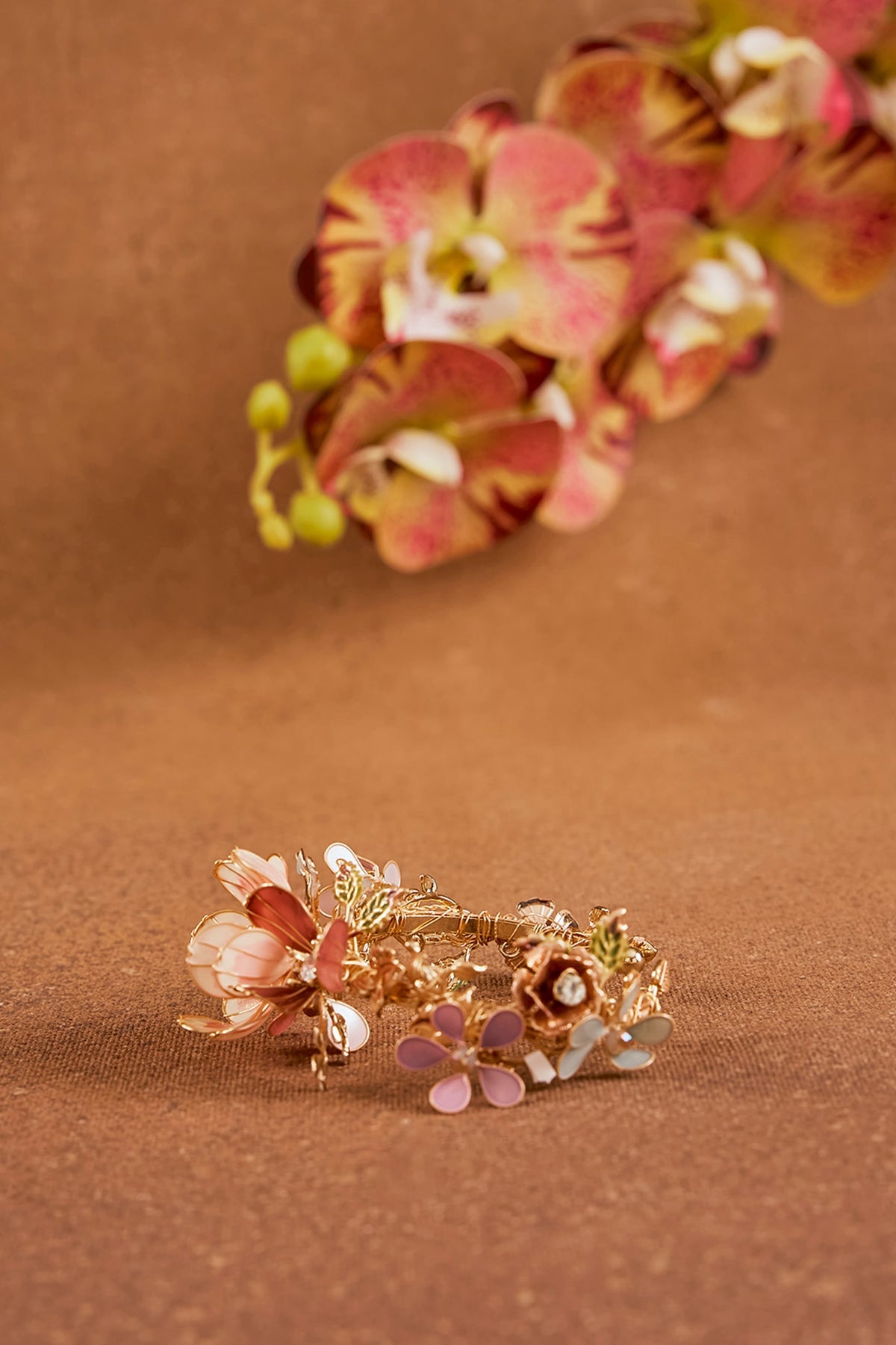 Multi-Colored Enameled Floral Bracelet