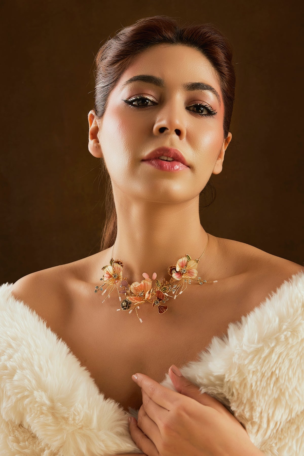 Multi-Colored Enameled Floral Necklace