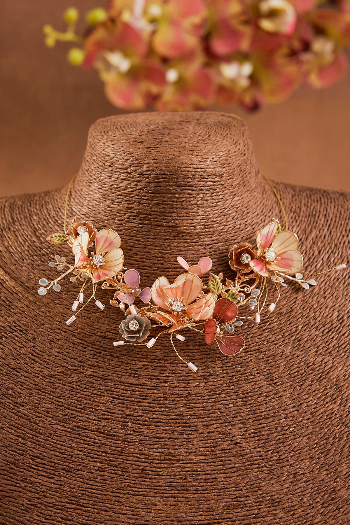 Multi-Colored Enameled Floral Necklace