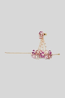 Gold Finish Pearl Enameled Handcrafted Floral Adjustable Hand Harness