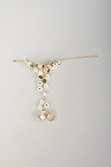Gold Finish White Enameled Handcrafted Floral Choker Necklace Set