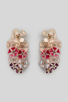 Gold Finish Enameled Handcrafted Floral Earrings