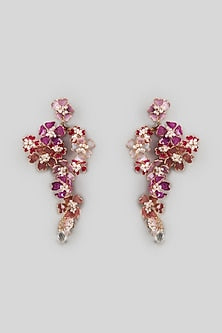 Gold Finish Enameled Handcrafted Floral Earrings