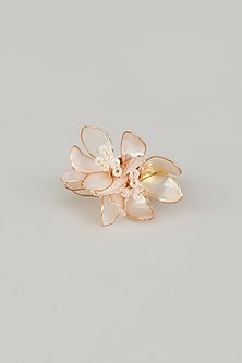 Gold Finish Enameled Floral Handcrafted Adjustable Ring