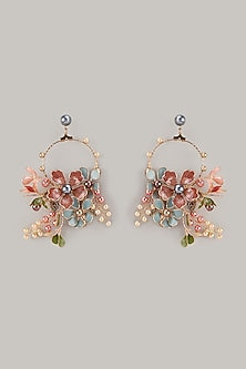 Multi-Colored Handcrafted Enameled Floral Dangler Earrings