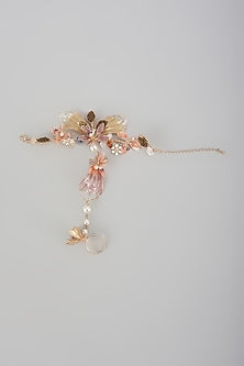 Gold Finish Multi-Colored Enameled Handcrafted Floral Hand Harness