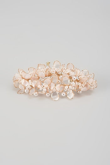 Gold Finish Enameled Handcrafted Floral Bracelet
