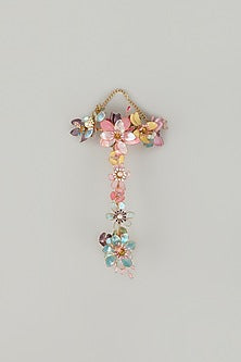 Gold Finish Floral Multi-Colored Enameled Handcrafted Adjustable Hand Harness