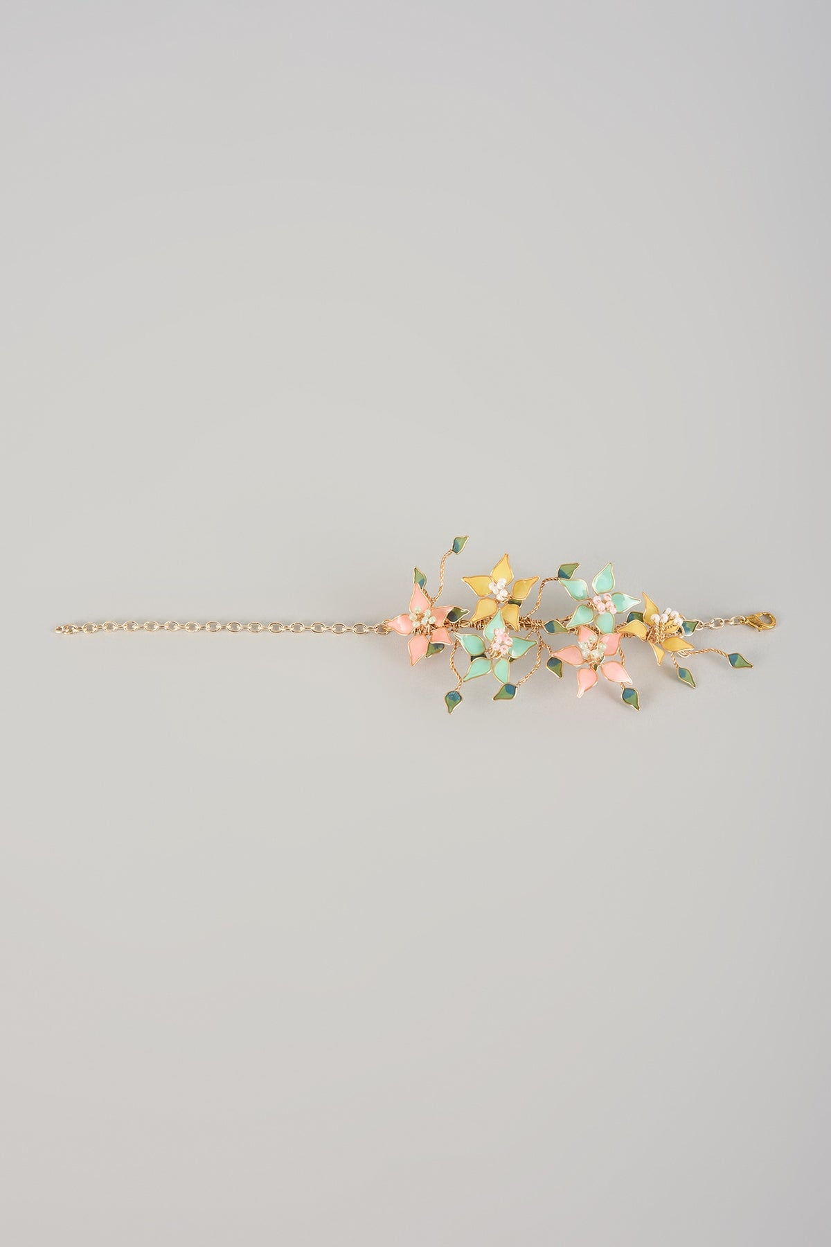 Multi-Colored Resin Adjustable Floral Bracelet