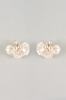 White Resin Floral Stud Earrings