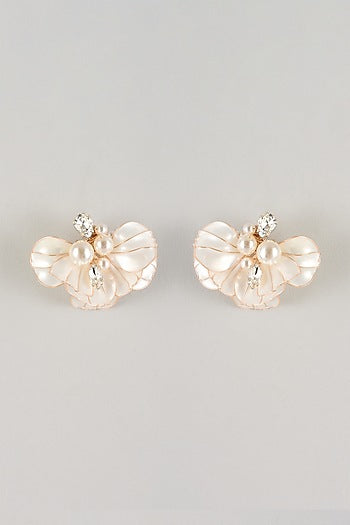 White Resin Floral Stud Earrings