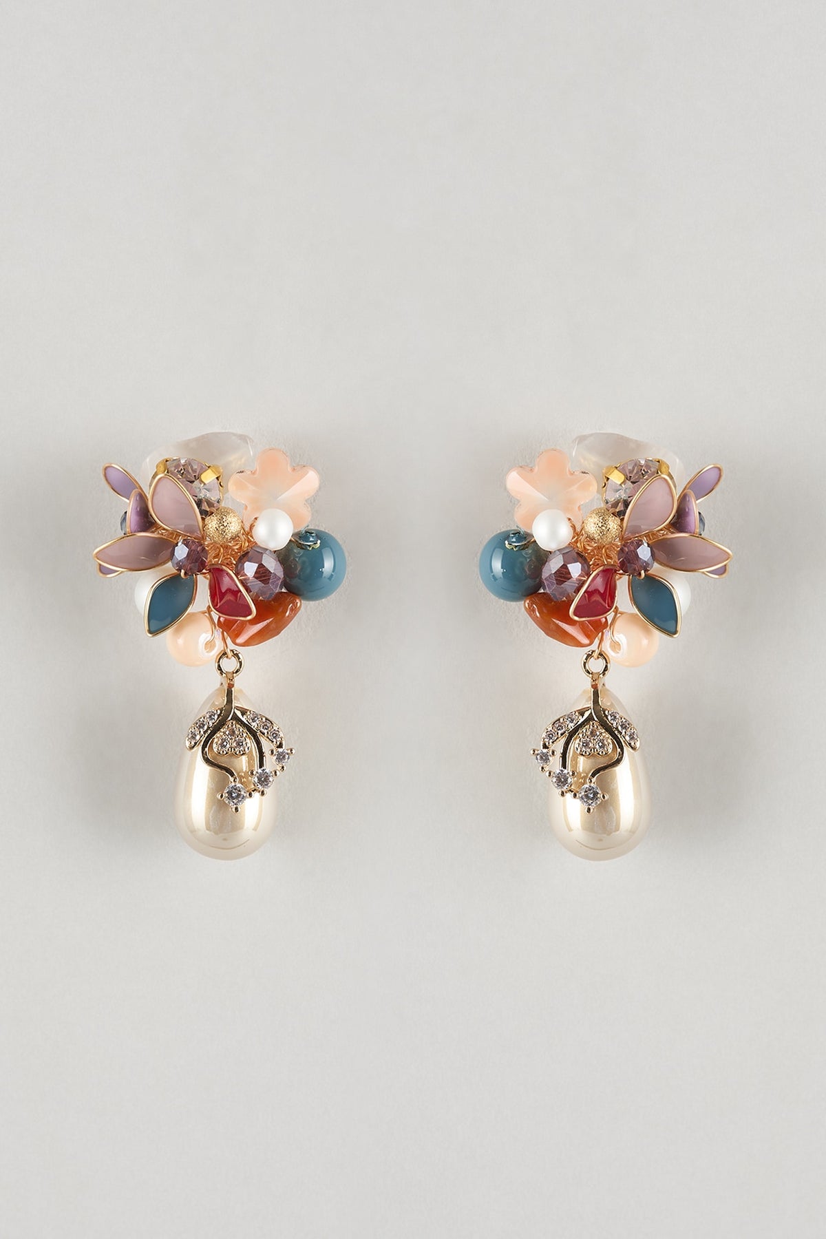 Multi-Colored Resin Floral Dangler Earrings