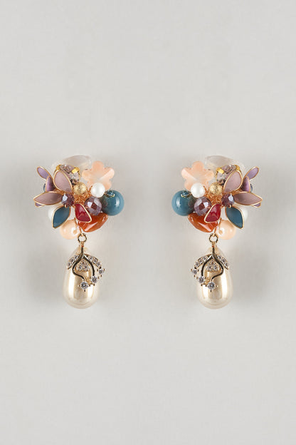 Multi-Colored Resin Floral Dangler Earrings