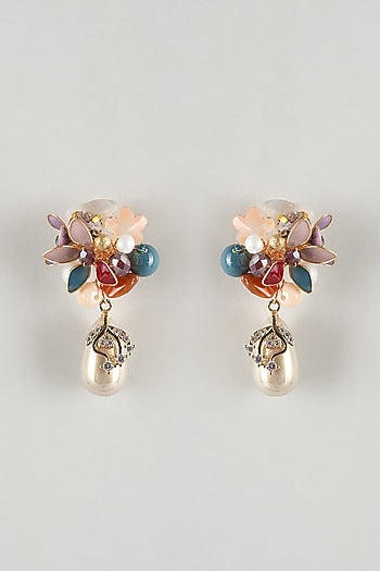 Multi-Colored Resin Floral Dangler Earrings