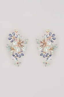 Blue Resin Floral Dangler Earrings
