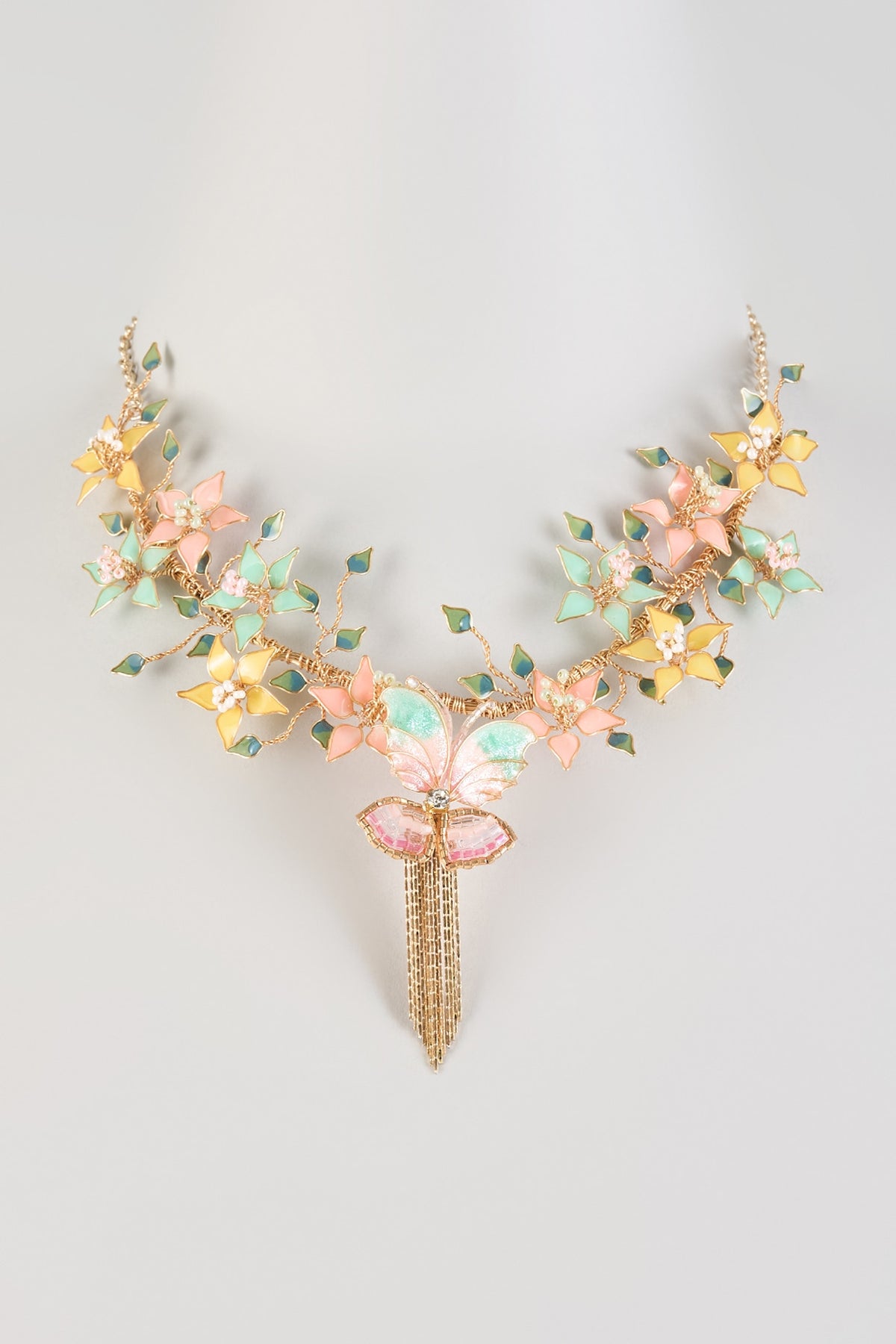 Multi-Colored Resin Floral Necklace