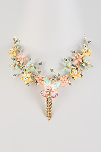 Multi-Colored Resin Floral Necklace