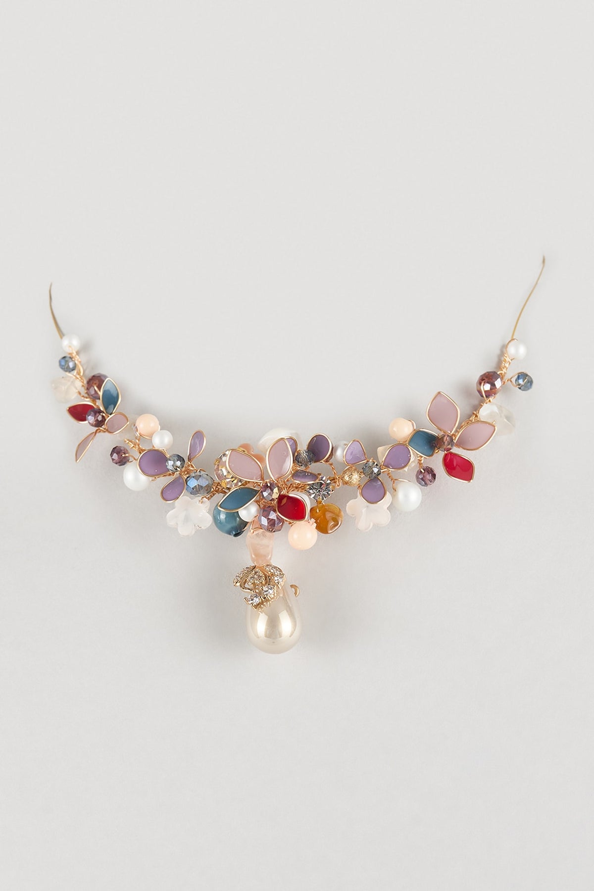 Multi-Colored Resin Floral Choker Necklace