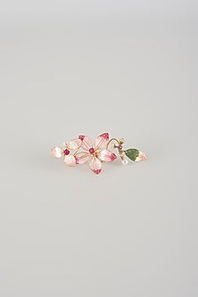 Pink Resin Floral Adjustable Ring