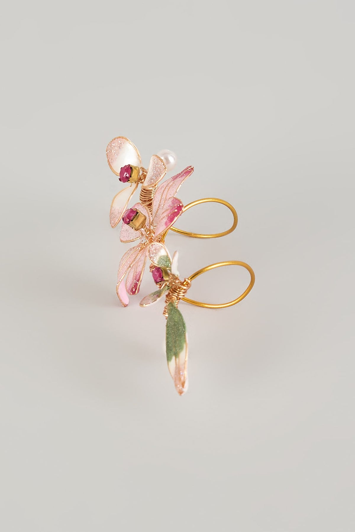 Pink Resin Floral Adjustable Ring