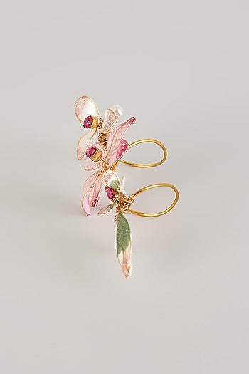 Pink Resin Floral Adjustable Ring