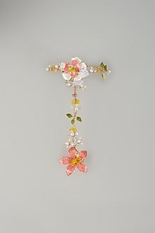 Gold Finish Multi-Colored Enameled Floral Hand Harness