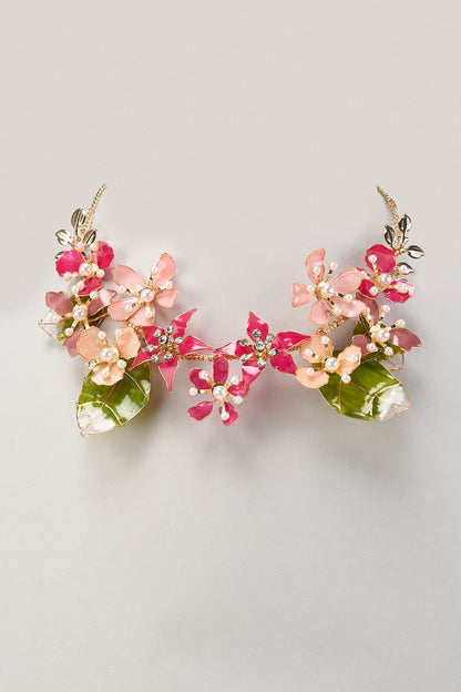 Gold Finish Enameled Handcrafted Floral Choker Necklace