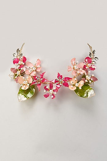 Gold Finish Enameled Handcrafted Floral Choker Necklace