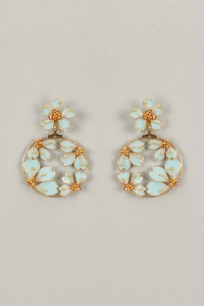 Multi-Colored Handcrafted Enameled Floral Dangler Earrings