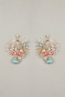 Multi-Colored Handcrafted Enameled Floral Dangler Earrings