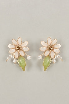 Multi-Colored Handcrafted Enameled Floral Dangler Earrings