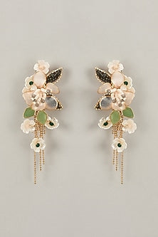 Multi-Colored Handcrafted Enameled Floral Dangler Earrings