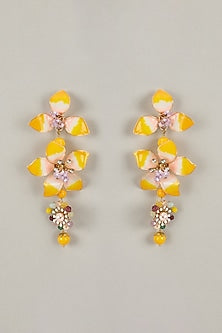 Multi-Colored Handcrafted Enameled Floral Dangler Earrings