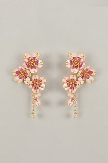 Multi-Colored Handcrafted Enameled Floral Dangler Earrings