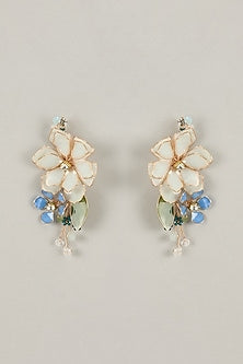 Multi-Colored Handcrafted Enameled Floral Dangler Earrings