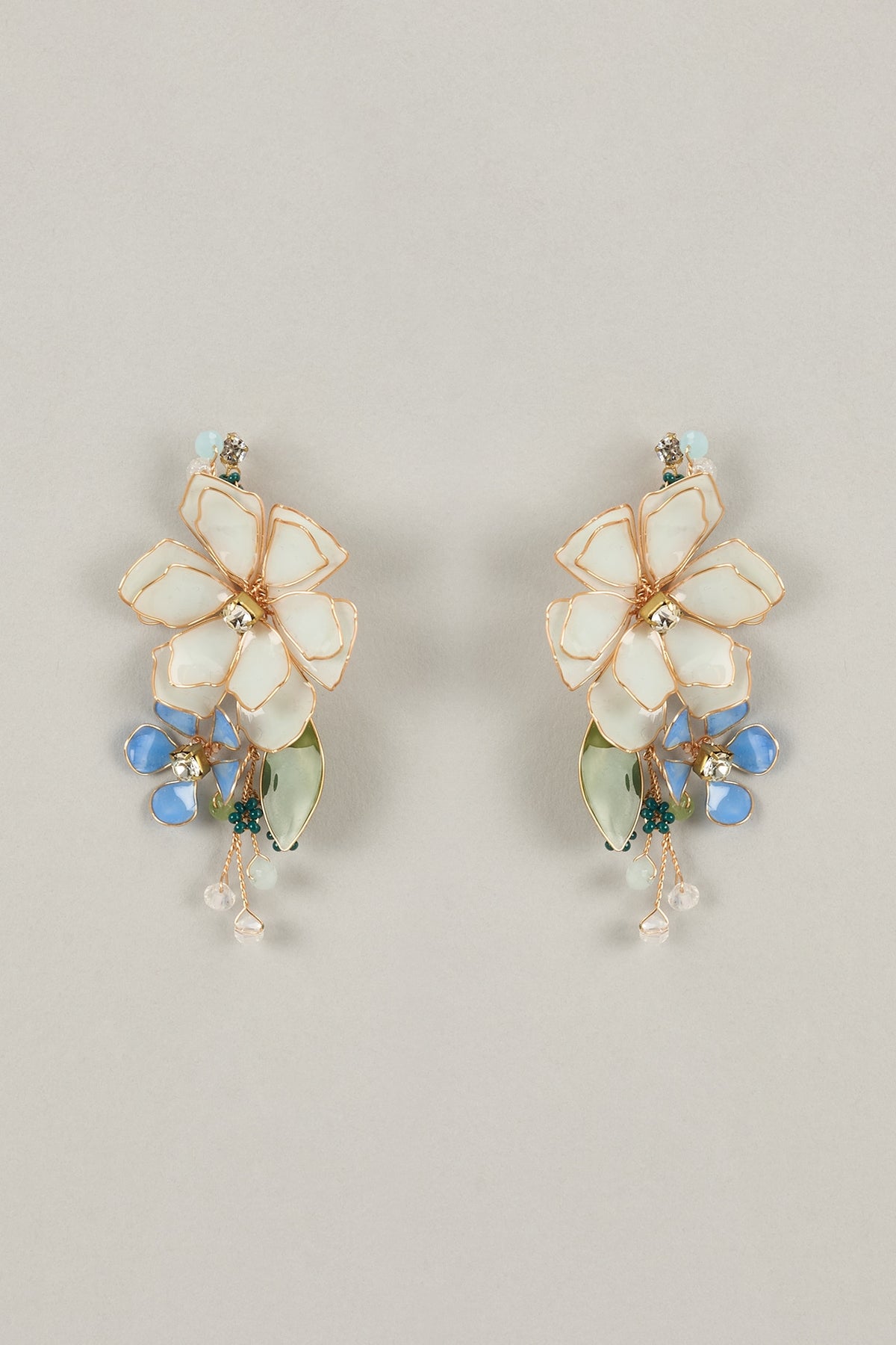 Multi-Colored Handcrafted Enameled Floral Dangler Earrings
