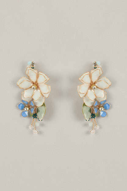 Multi-Colored Handcrafted Enameled Floral Dangler Earrings