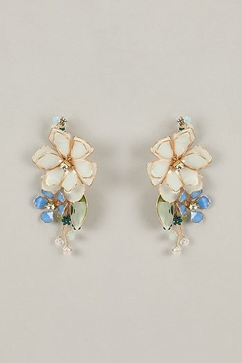 Multi-Colored Handcrafted Enameled Floral Dangler Earrings