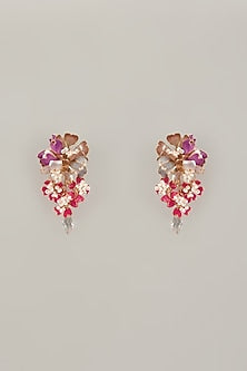 Multi-Colored Handcrafted Enameled Floral Dangler Earrings