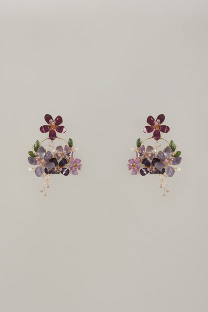 Multi-Colored Handcrafted Enameled Floral Dangler Earrings
