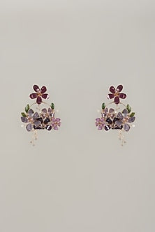 Multi-Colored Handcrafted Enameled Floral Dangler Earrings