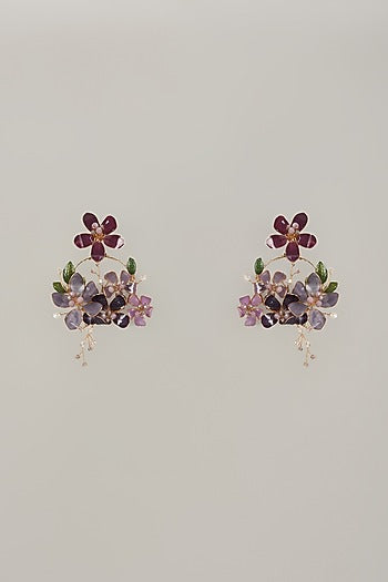 Multi-Colored Handcrafted Enameled Floral Dangler Earrings
